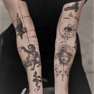 Debut Studios - Geometric style tattoo by @alexlloydtattoo 🥶 ______ . . .  . #geometrictattoo #blackandgreytattoo #tattoo #armtattoo #finelinetattoo  #tattooideas #tattooinspiration #tattoos #surrey #debutstudios | Facebook