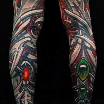 biomechanical sleeve tattoo drawing