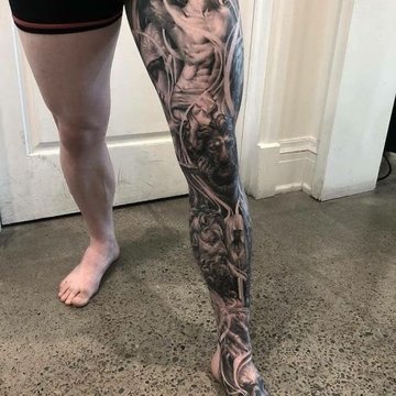 FTA OS | Leg sleeve tattoo, Leg tattoo men, Full leg tattoos
