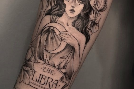 Libra Sign Tattoo On Feet