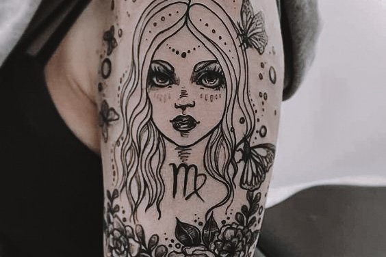 Geometric Maiden Virgo Tattoo Design - Astro Tattoos