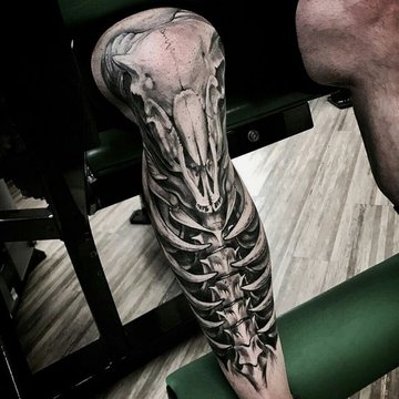 Black & Grey Lower Leg Tattoo | Bliancha Eilers - TrueArtists