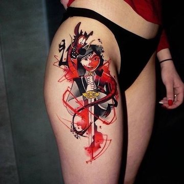 Anime Girl Red Eye Tattoo Sword 4K Wallpaper iPhone HD Phone #3100j