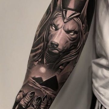 Stunning Anubis Half Sleeve Tattoo