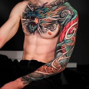 Tiger tattoo design with japanese decorative style