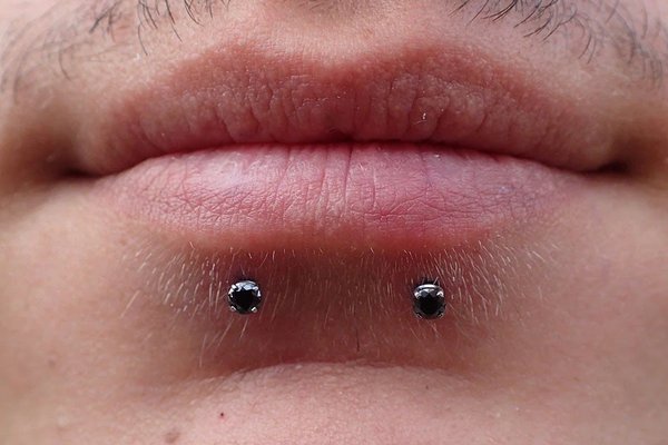 Lower lip piercing
