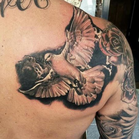 T.F.Tattoo - #tftattoo #chest #tattoo #inked #name #heart #dove #tattooed  #roses #ink #thorns | Facebook